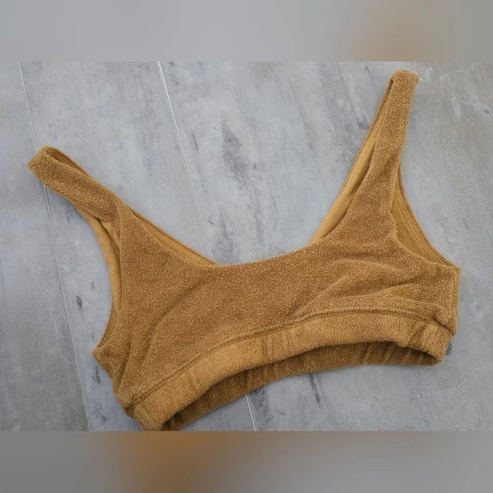 Offline by Aerie Beige Terrycloth Bralette